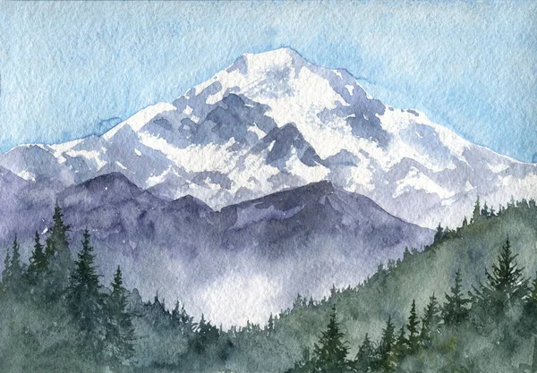Akvarell berg landskap — Stockfoto