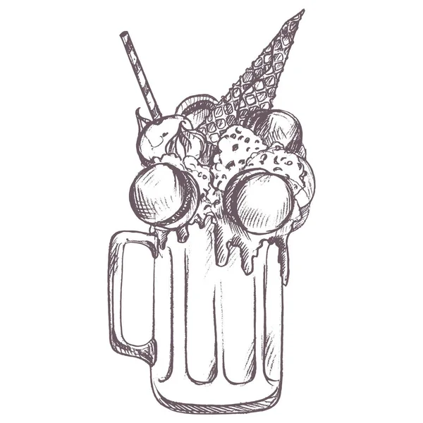 Croquis vectoriel du milkshake — Image vectorielle