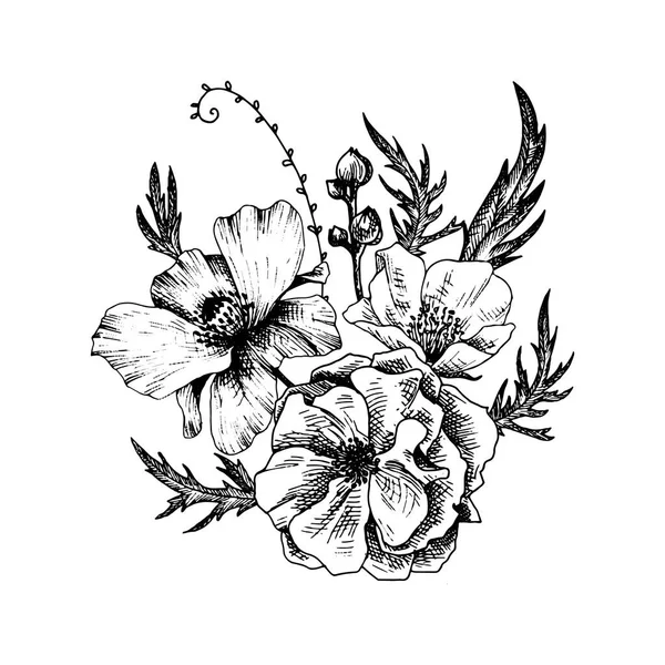 Vector vintage composición floral — Archivo Imágenes Vectoriales