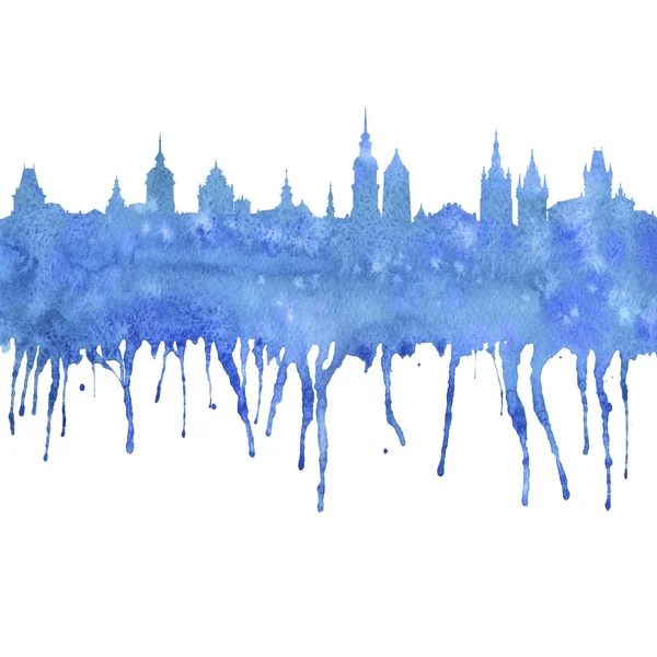 Silhueta de cor de água da cidade europeia — Fotografia de Stock