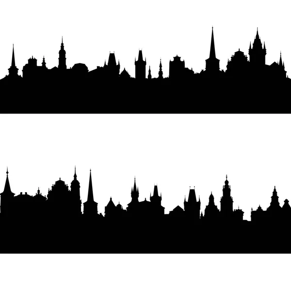 Vector silhouetten van Europese stad — Stockvector