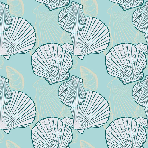 Vector seamless pattern with seashells — Stock Vector