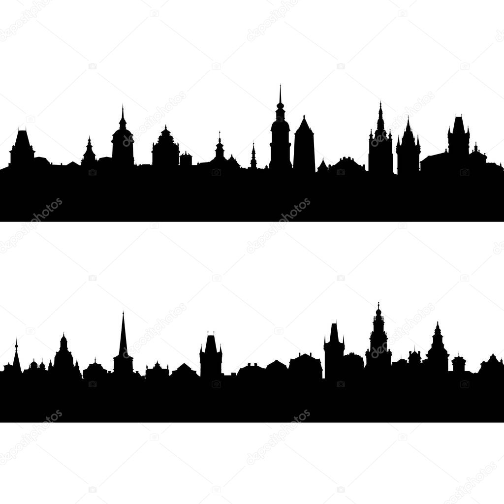 vector silhouettes of european city