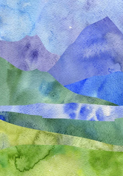 Watercolor mountain landscape — Stock Photo, Image