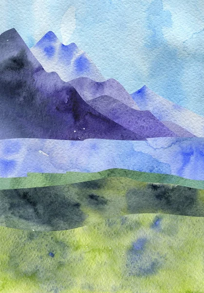 Aquarell Berglandschaft — Stockfoto