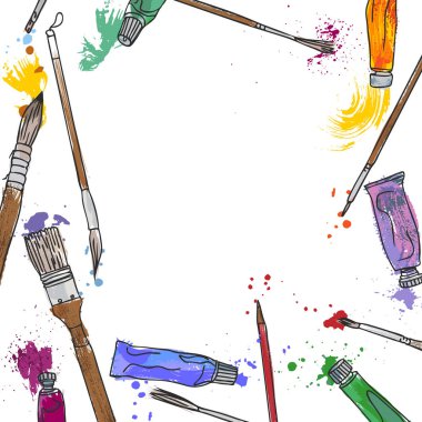 ileti örneğini, sanat malzemeleri, Boya fırçaları ayarlama