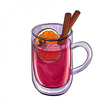 mulled şarap ile çizilmiş Kupası el
