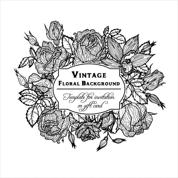 Komposisi vektor floral vintage - Stok Vektor