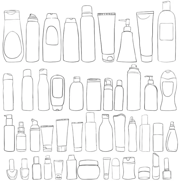 Vector conjunto de botellas de cosméticos — Archivo Imágenes Vectoriales