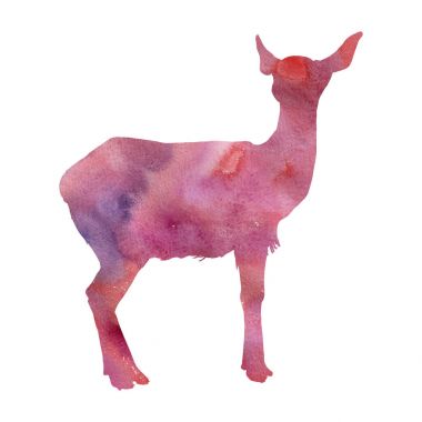 geyik suluboya silüeti