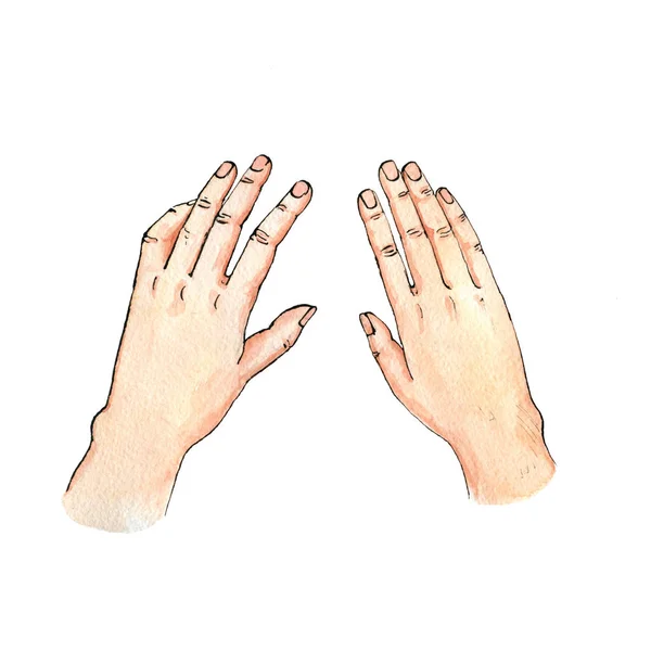 Aquarela desenho mãos — Fotografia de Stock