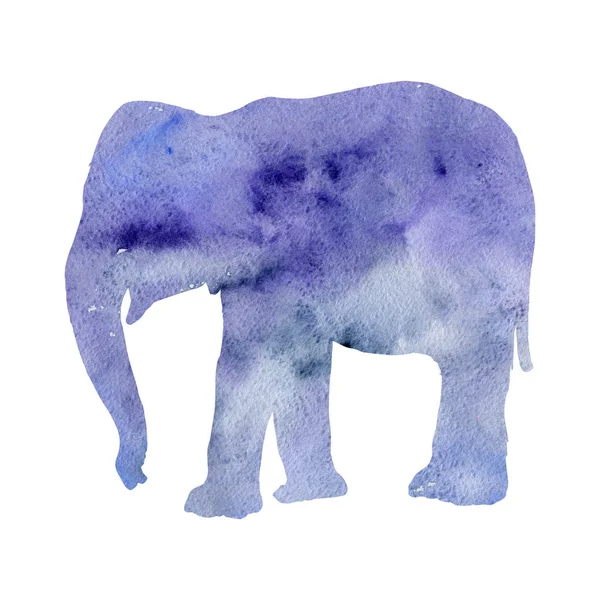 Акварельный силуэт слона — стоковое фото