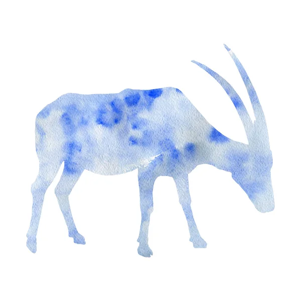 Watercolor silhouette of antelope — Stock Photo, Image