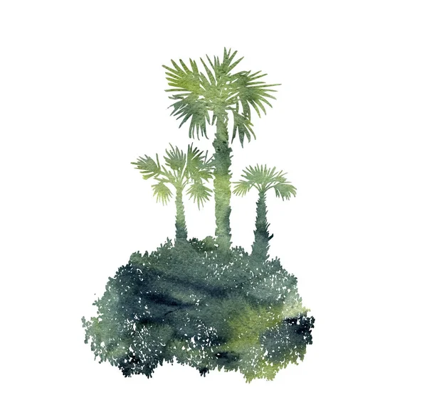 Aquarelllandschaft mit Palmen — Stockfoto