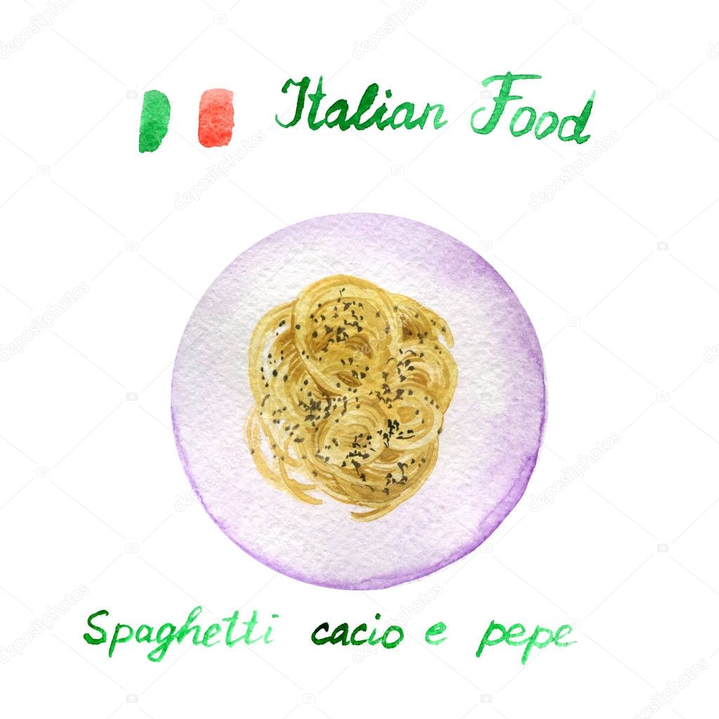 watercolor drawing pasta