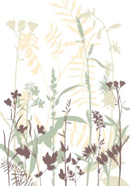 çiçek ve çim Vector silhouettes