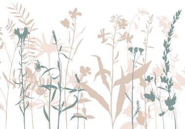 çiçek ve çim Vector silhouettes