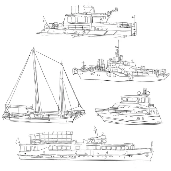 Vector set van schepen en boten — Stockvector