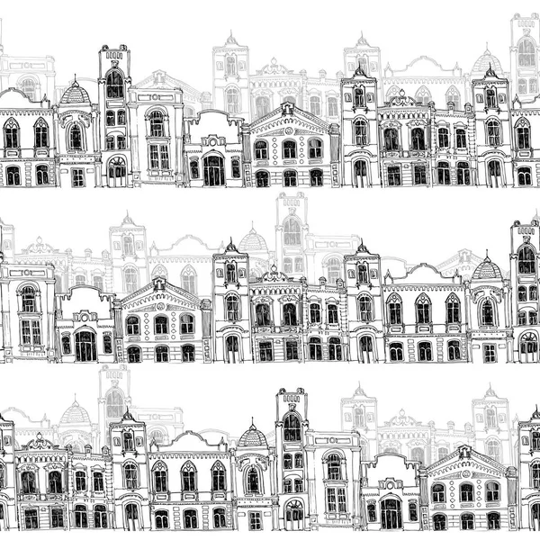 Безшовний візерунок з різними будинками — стоковий вектор