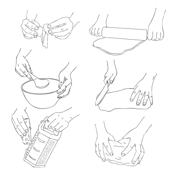 Векторний набір рук для приготування їжі — стоковий вектор