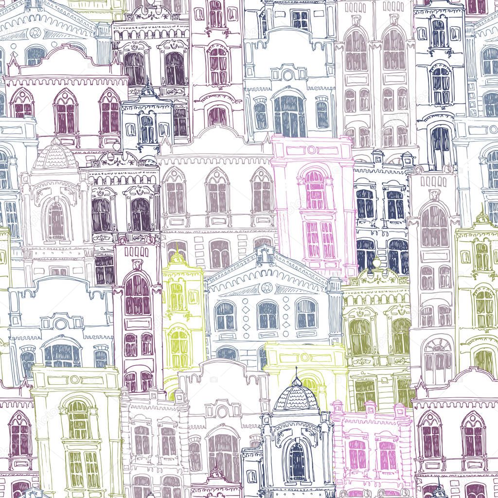 seamless pattern with different houses