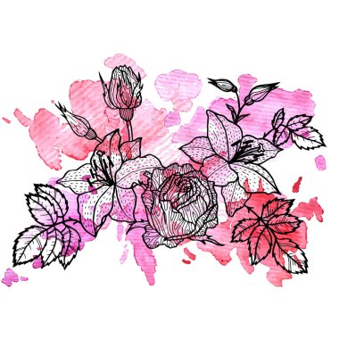 vektör çiçek öğede suluboya arka plan