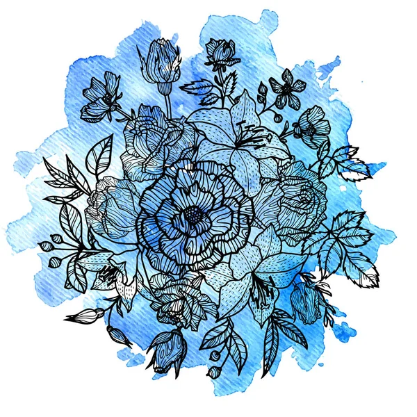 Vektor virág elem akvarell háttér — Stock Vector