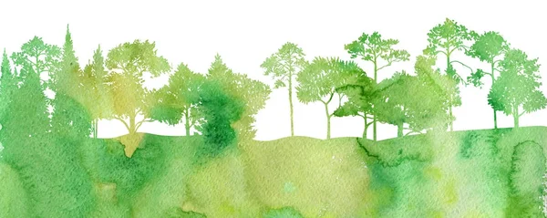 Ağaçları ile suluboya manzara — Stok fotoğraf