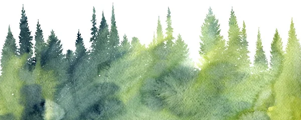 Paysage aquarelle avec des arbres — Photo