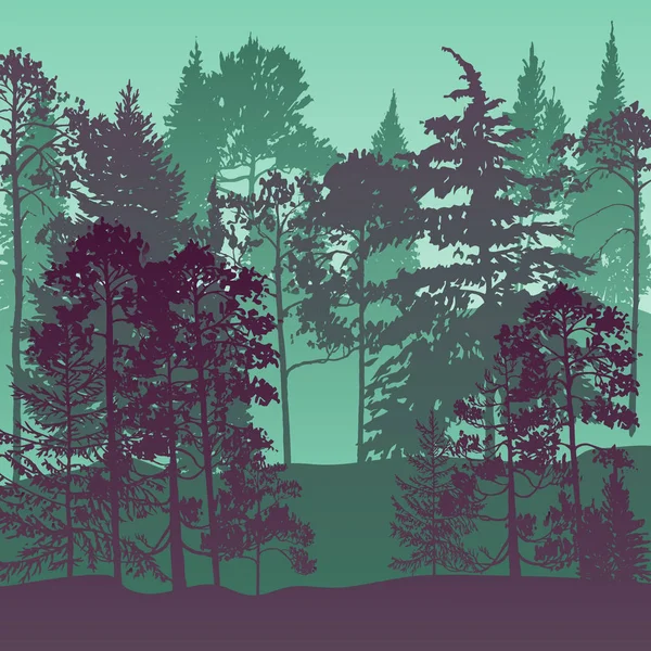 Vector paisaje con pinos — Archivo Imágenes Vectoriales