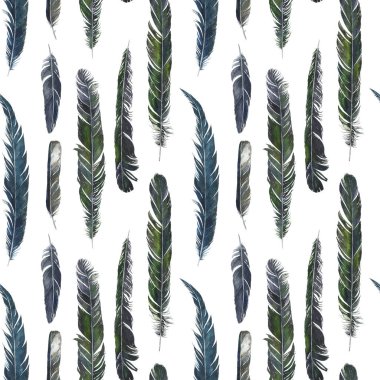 Sulu Boya çizim tüyler ile Seamless Modeli