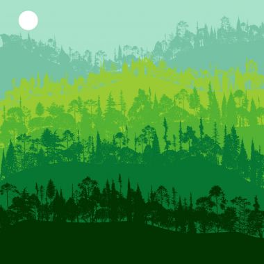 çam ağaçları, vektör yatay