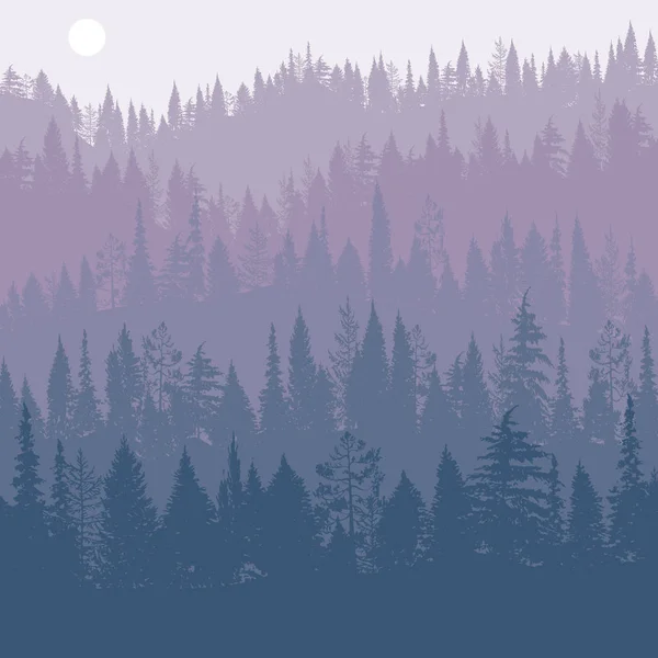 Vector landscape with pine trees — Stock Vector