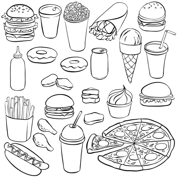 Vector dibujo fastfood — Archivo Imágenes Vectoriales