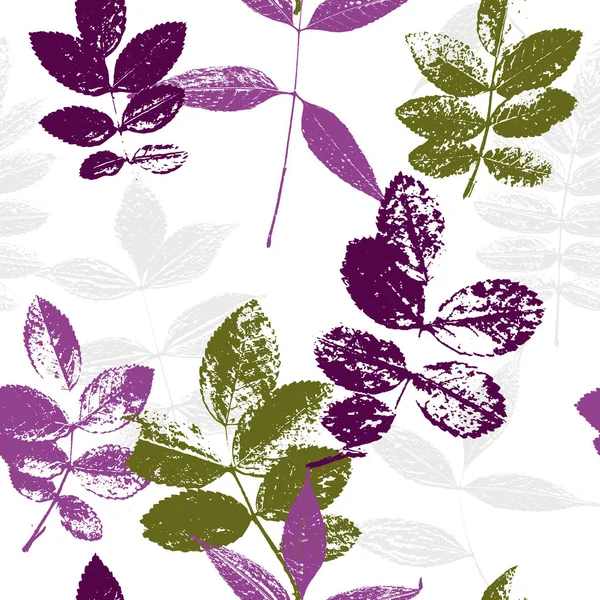 Motif sans couture avec silhouettes de feuilles — Image vectorielle