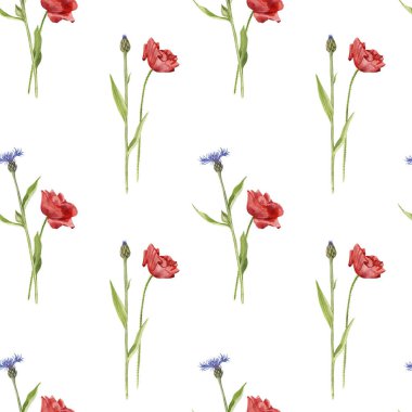 Suluboya çiçekli kusursuz desen