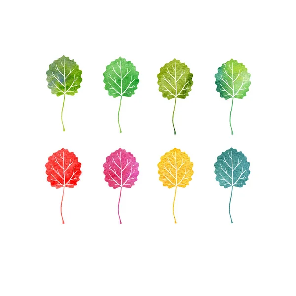 Akvarell uppsättning tree löv — Stockfoto