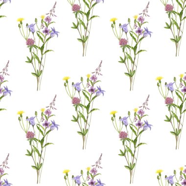 Suluboya çiçekli kusursuz desen