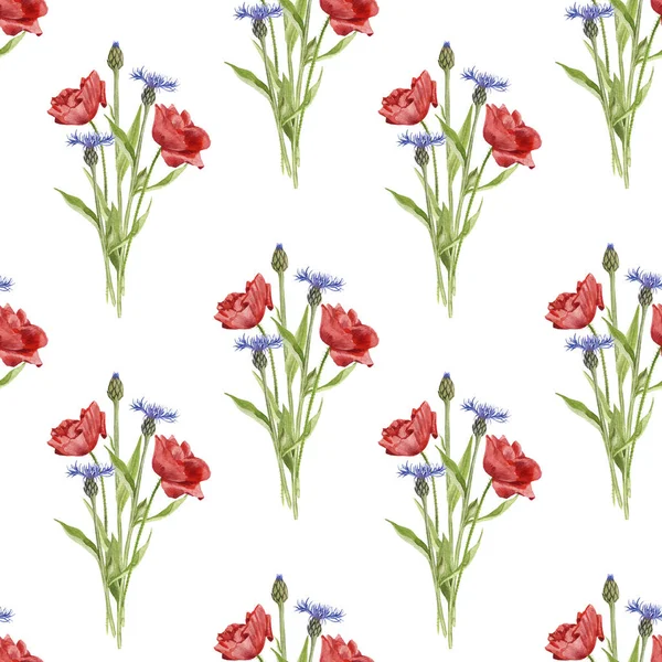 Seamless pattern with watercolor flowers — Stock Photo, Image