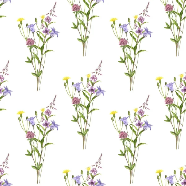Nahtloses Muster mit Aquarellblumen — Stockfoto