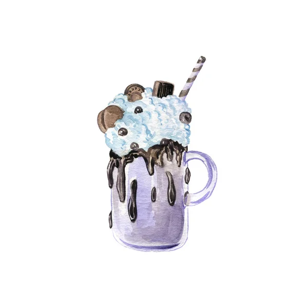 Akvarell milkshake med choklad — Stockfoto