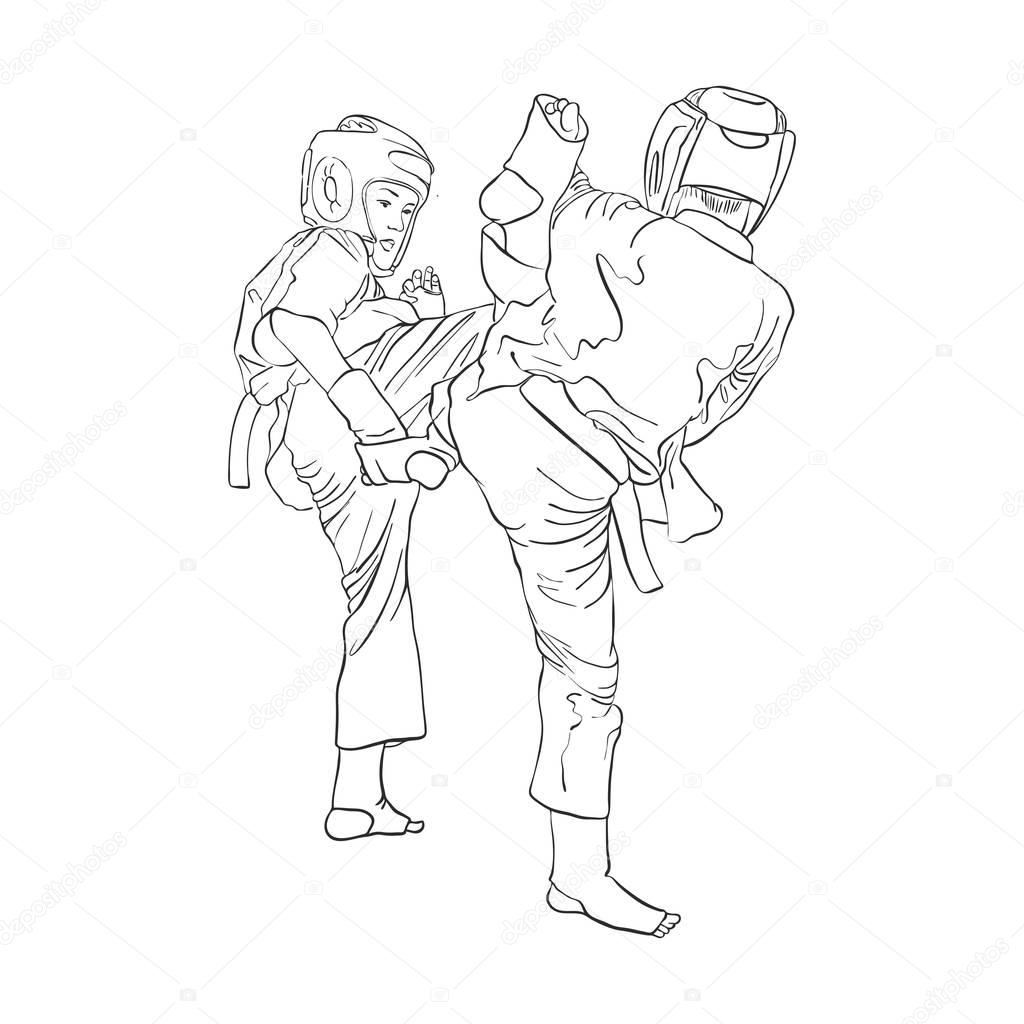 karate fight of two boys