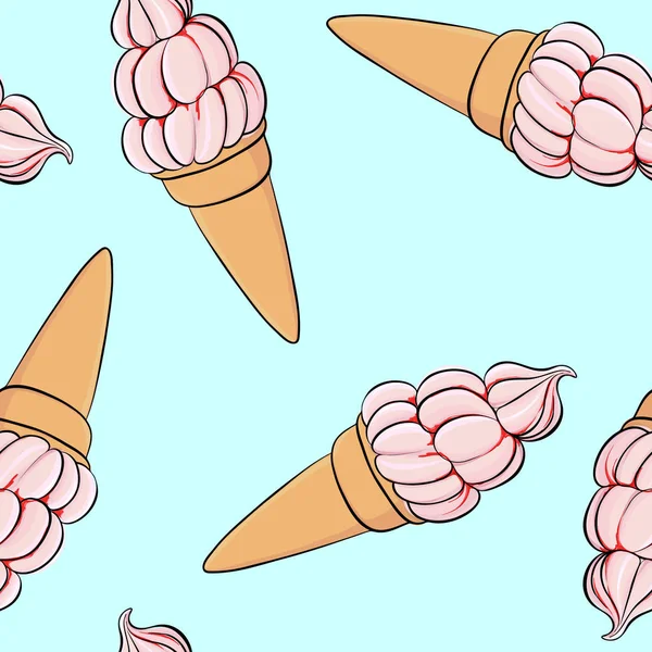 Vector seamless pattern with ice creams — Stock Vector