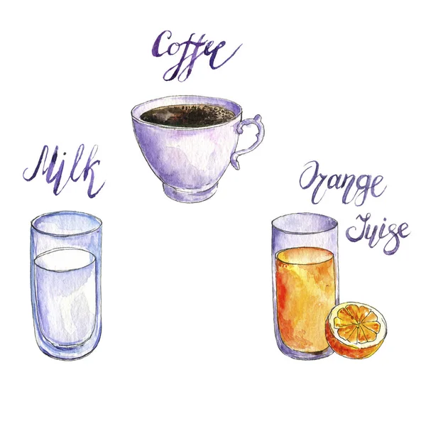 Watercolor drawng drinks — Stock Photo, Image