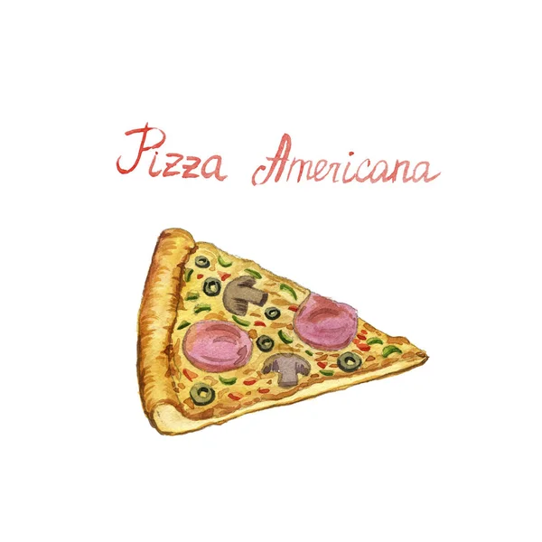 Disegno ad acquerello pizza — Foto Stock