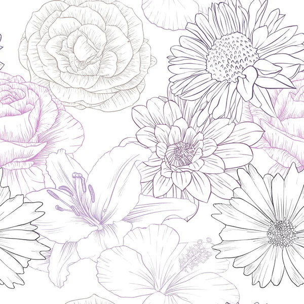 Motif floral vectoriel sans couture — Image vectorielle