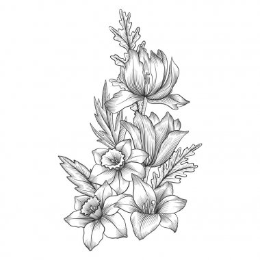 Vintage vektör çiçek bileşimi