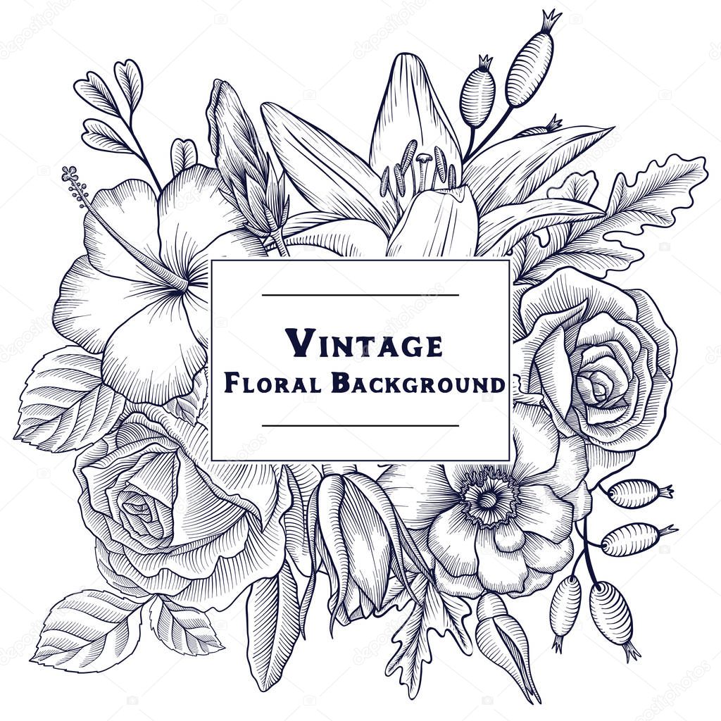 vintage vector floral composition