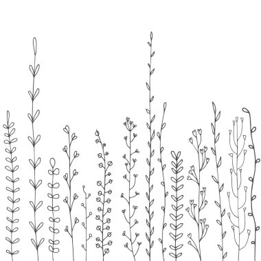 Arka plan bitki ve çiçek çizim ile