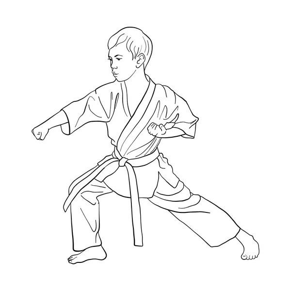 Joven karate chico — Vector de stock